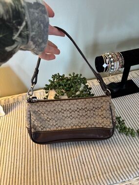 Coach Brown Signature Canvas and Leather Shoulder Bag